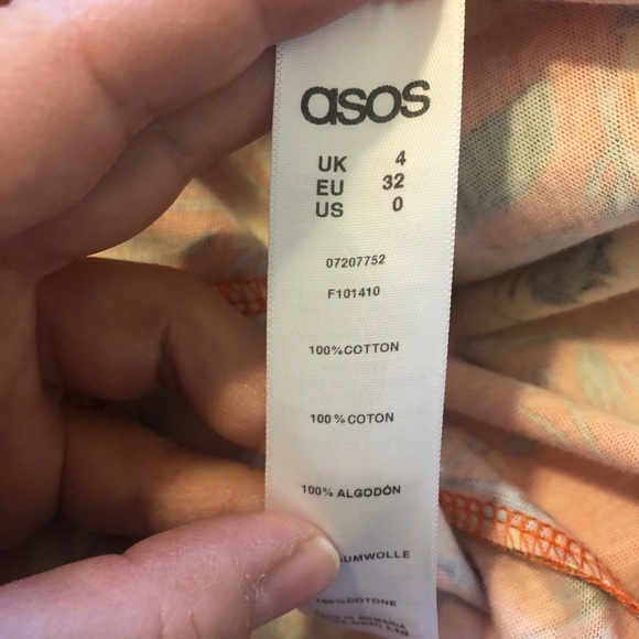 ASOS Tangerine Orange Floral Off Shoulder Midi Dress Size 0 - Picture 7 of 8